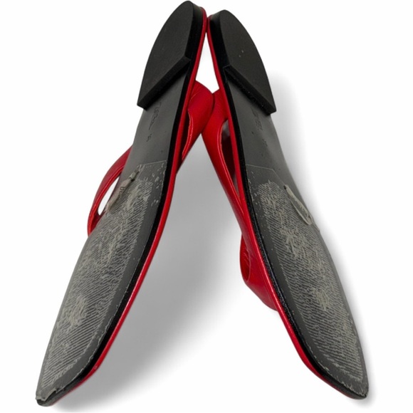 Zara Red Leather Square-Toe Thong Sandals – EU 36 / US 6 BNWOT-Minimalist - Picture 3 of 8